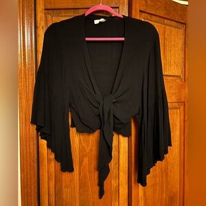 Elan Black Women’s Tie Front Top